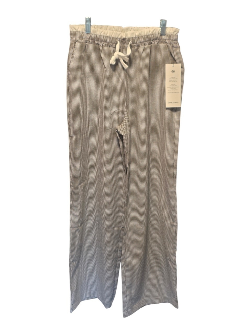 Wide Leg Drawstring Pants in Cream & Gray - Women's